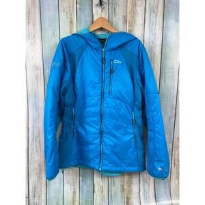Outdoor Research Cathode Hooded Jacket Women Large Blue Travel Coat Zip Up